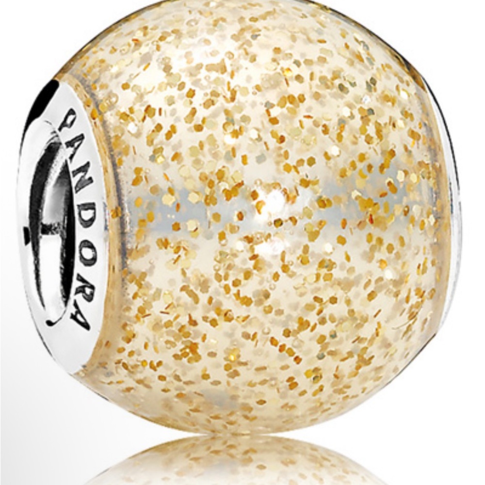 Pandora Golden Enamel Glitter Ball Charm RETIRED